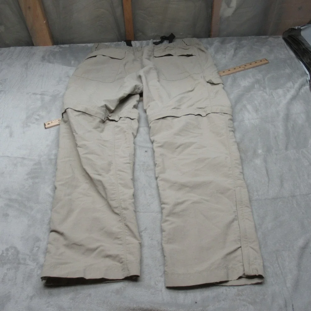 North Face Pants Men XL White Cargo Convertible Belted Rain Wind Pack Hike 37x30
